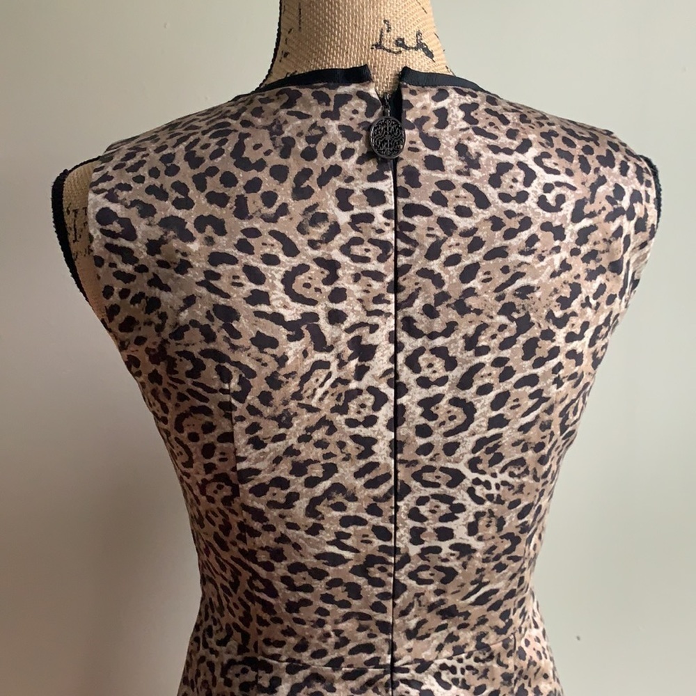 Elie Tahari leapord print sheath dress ruffle 2 - Picture 6 of 11